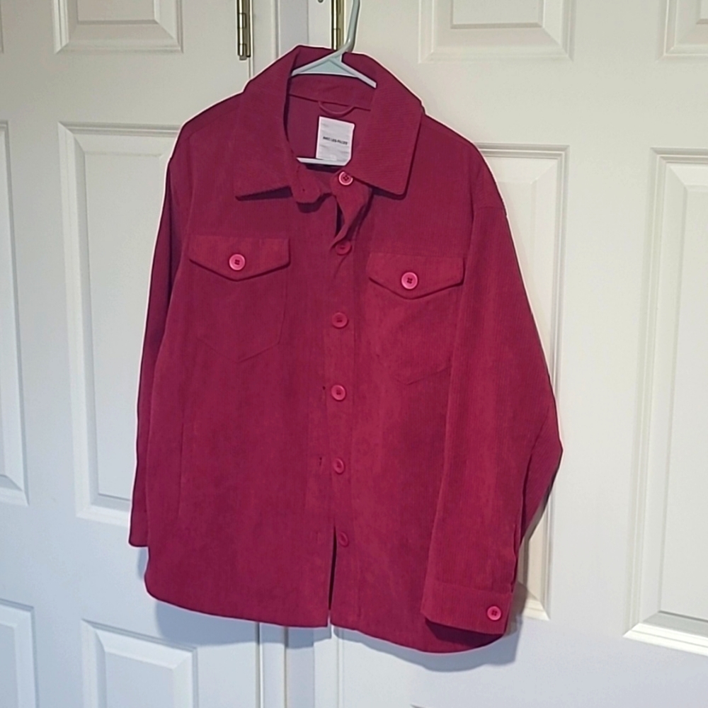 LAST CHANCE! DONATING SOON! Avec Les Filles corduroy shacket jacket L raspberry